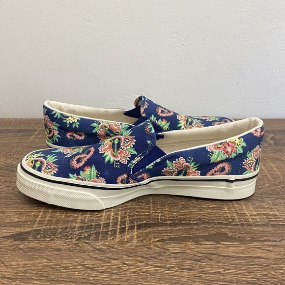 SUN SURF Japan Hawaiian Ukulele Lei Floral Printed Canvas Slip On Shoes - Picture 9 of 12